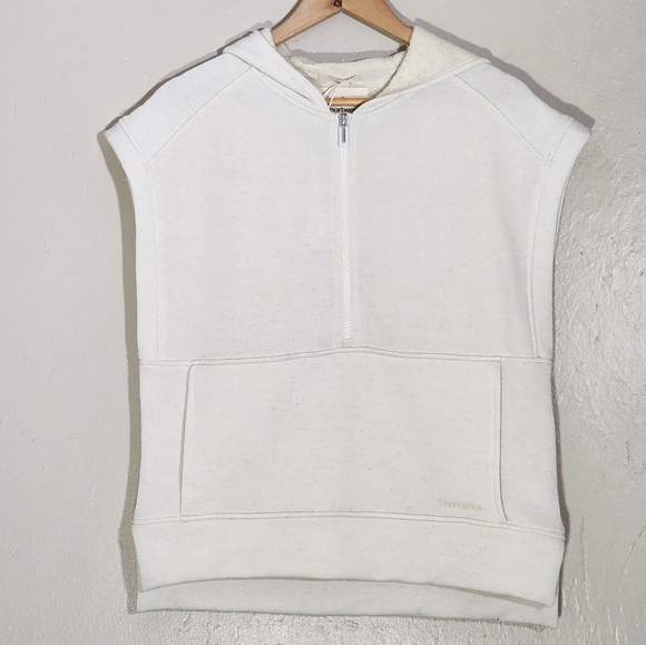Smartwool White Sleeveless Hoodie with Front Pocket - Picture 1 of 8